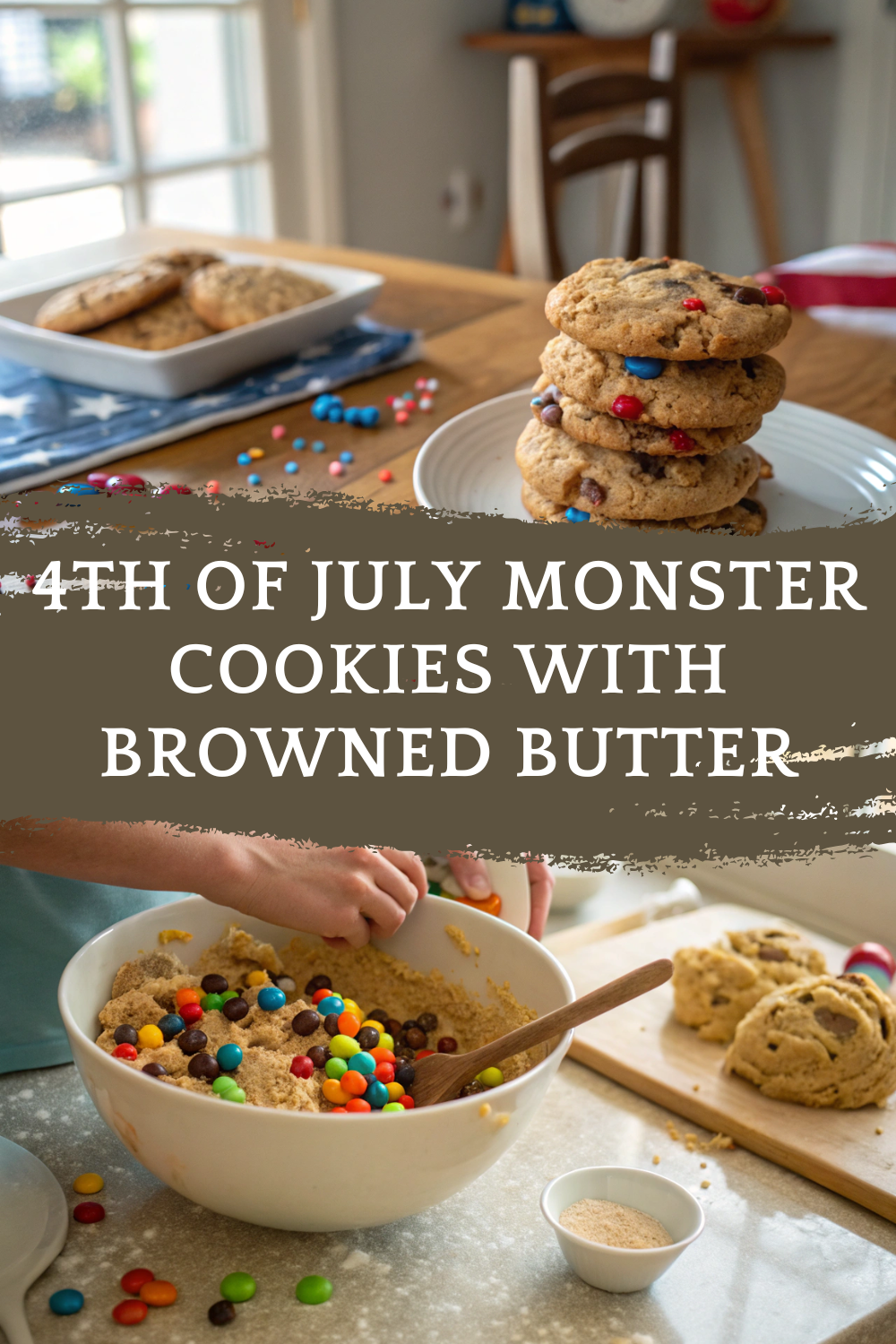 4th of July Monster Cookies with Browned Butter