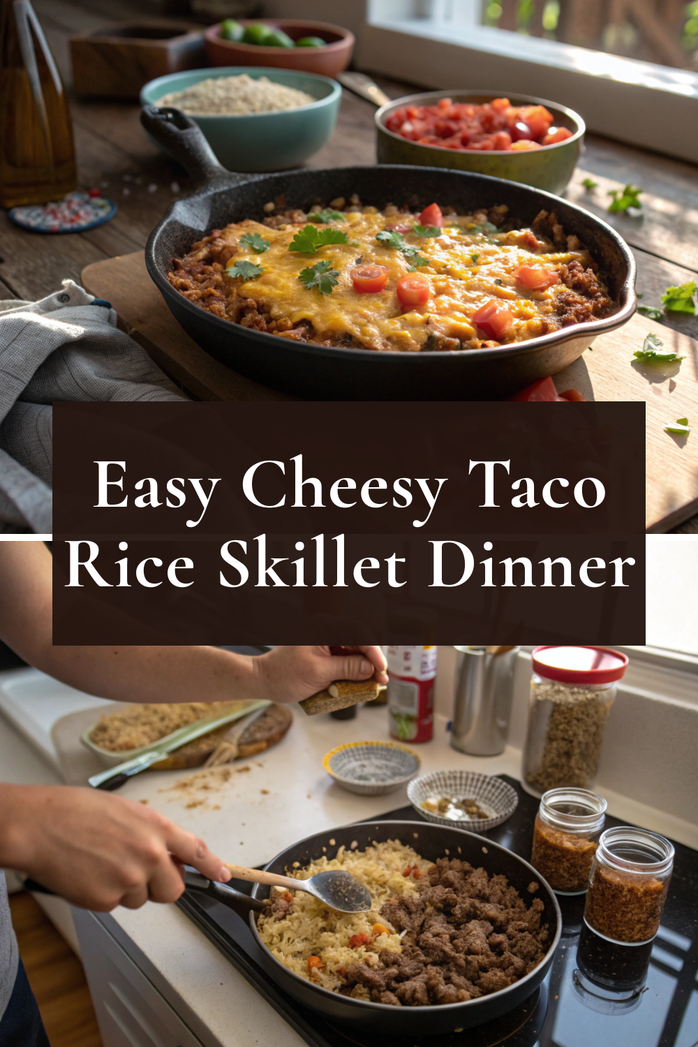 Easy Cheesy Taco Rice Skillet Dinner