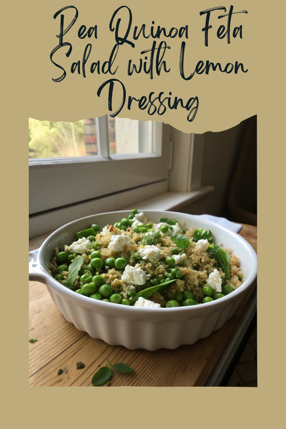 Pea Quinoa Feta Salad with Lemon Dressing