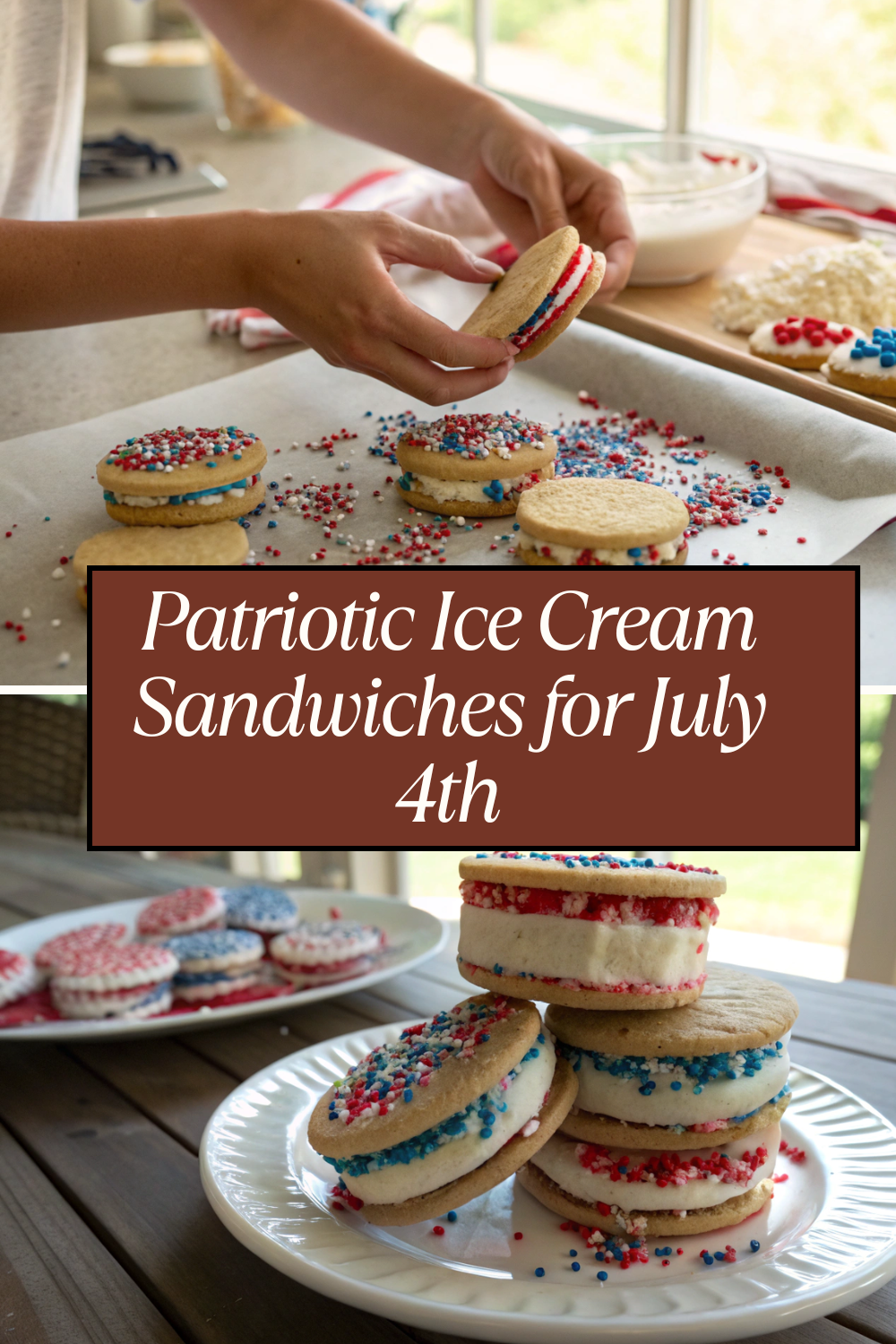 Patriotic Ice Cream Sandwiches for July 4th
