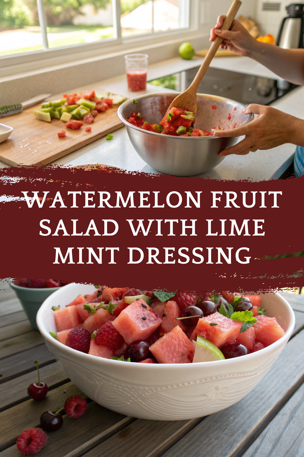 Watermelon Fruit Salad with Lime Mint Dressing